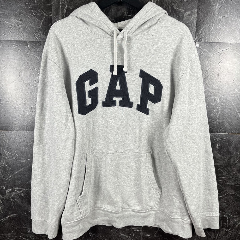 GAP Men's Grey Fleece Hoodie XL -Flaws